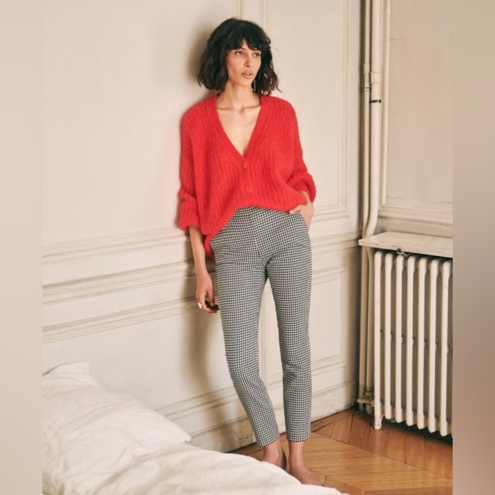 Sezane Clara Trousers in Ecru/Black